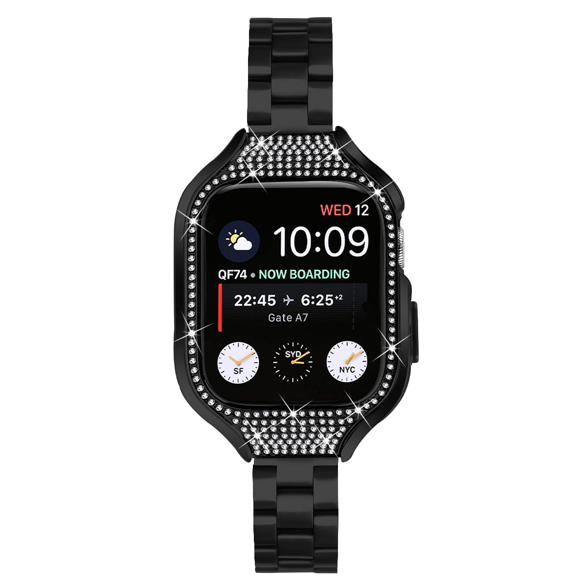 For Apple Watch Series 6 / 5 / 4 / SE (2022) / SE (2023) / SE 40mm 3 Beads Stainless Steel Watch Band with Watch Case - Black For Apple Watch Series 6 / 5 / 4 / SE (2022) / SE (2023) / SE 40mm 3 Beads Stainless Steel Watch Band with Watch Case - Black